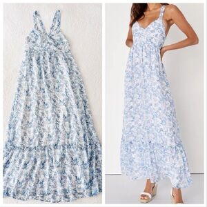 Lulus | Dresses | Nwot Lulus My Love Story White Floral Print Tieback Maxi  Dress Large | Poshmark